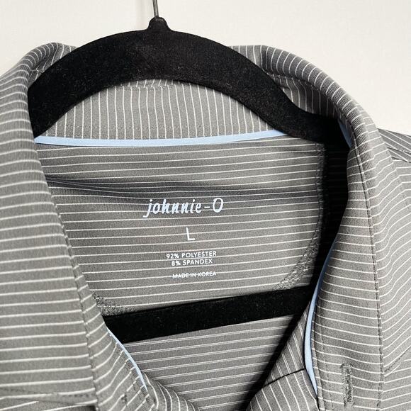 Johnnie-O Mens Large Grey Striped Albatross Jersey Polo Meteor Gray Short Sleeve - Picture 6 of 8